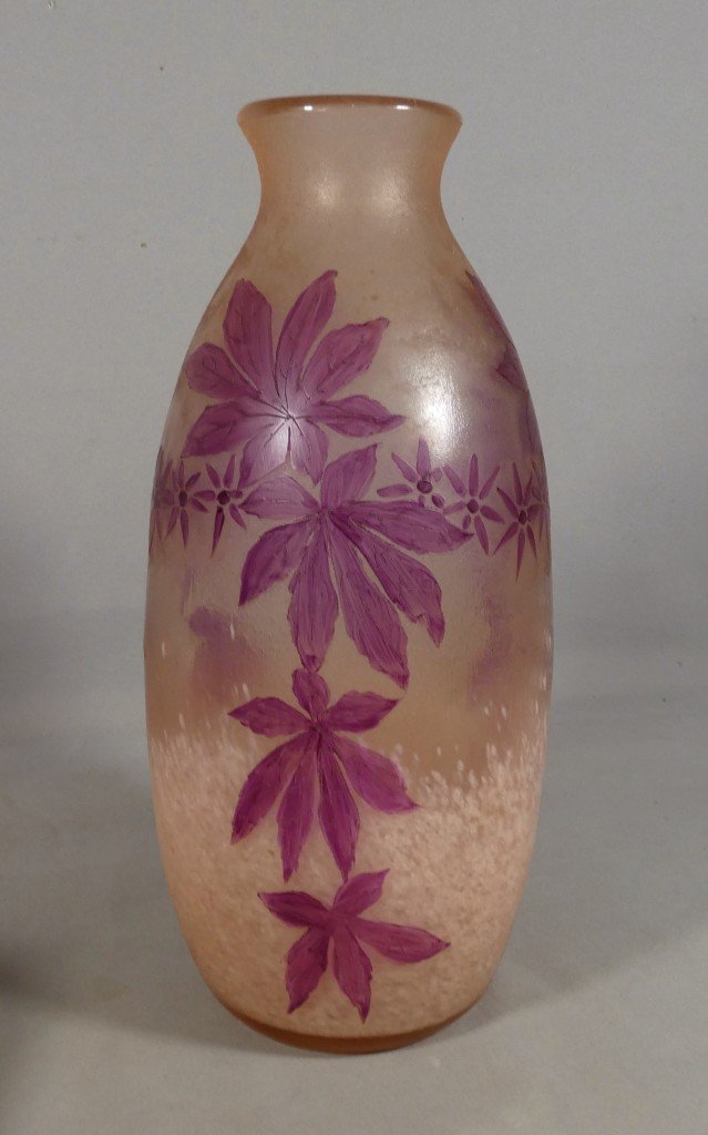 Legras – Large Vase From The “rubis” Series With Virginia Creeper Design – Art Nouveau, Circa 1900-photo-3