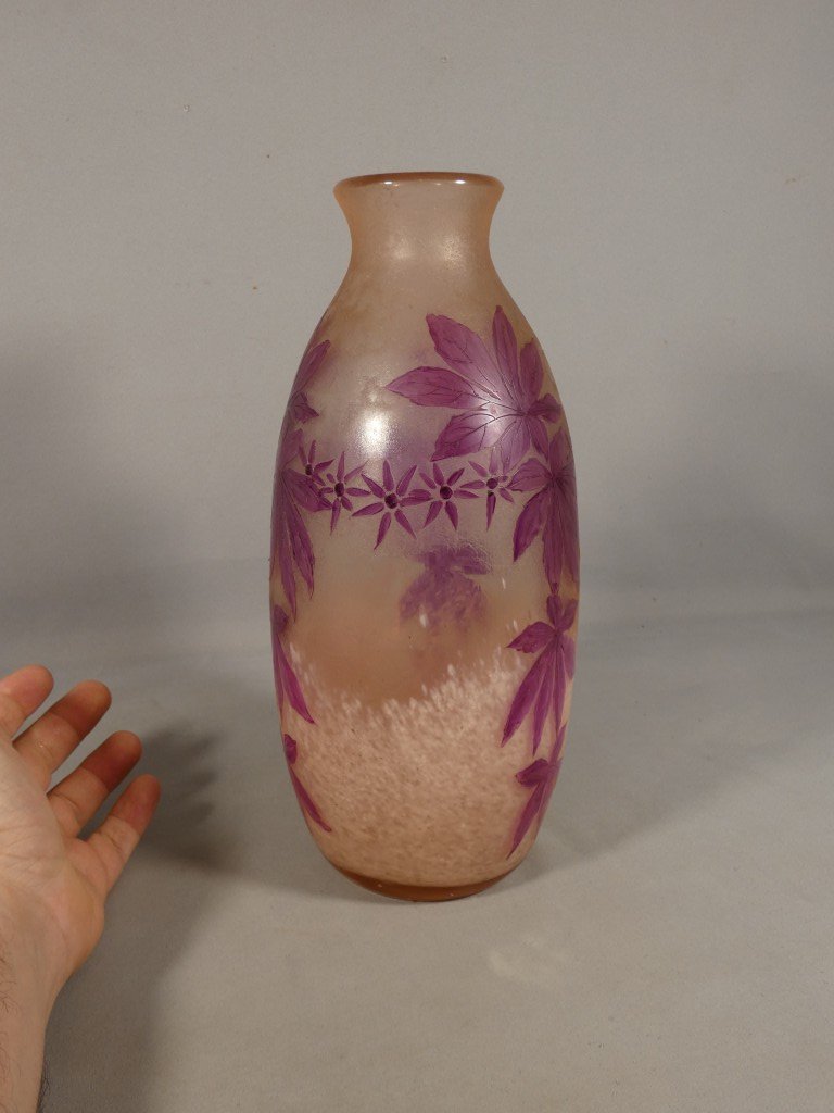 Legras – Large Vase From The “rubis” Series With Virginia Creeper Design – Art Nouveau, Circa 1900-photo-4