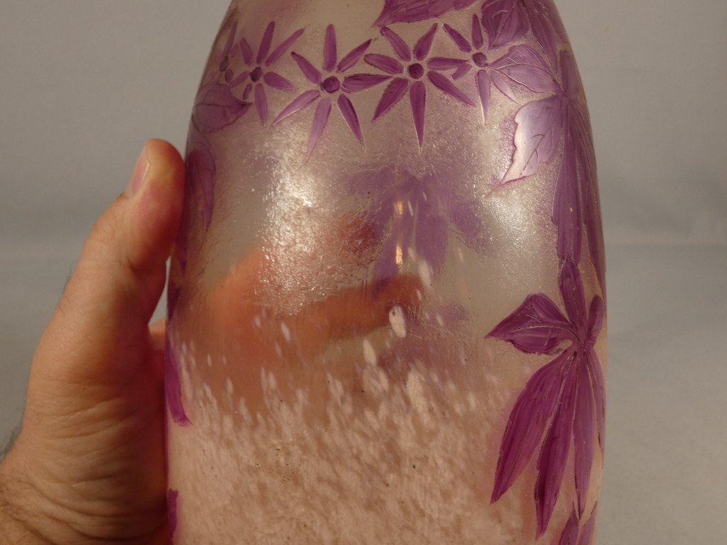 Legras – Large Vase From The “rubis” Series With Virginia Creeper Design – Art Nouveau, Circa 1900-photo-1