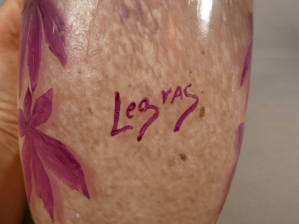 Legras – Large Vase From The “rubis” Series With Virginia Creeper Design – Art Nouveau, Circa 1900-photo-2
