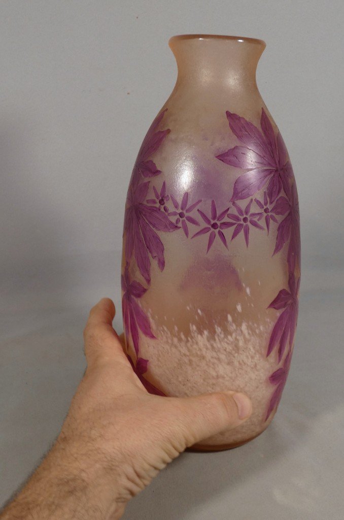 Legras – Large Vase From The “rubis” Series With Virginia Creeper Design – Art Nouveau, Circa 1900-photo-4