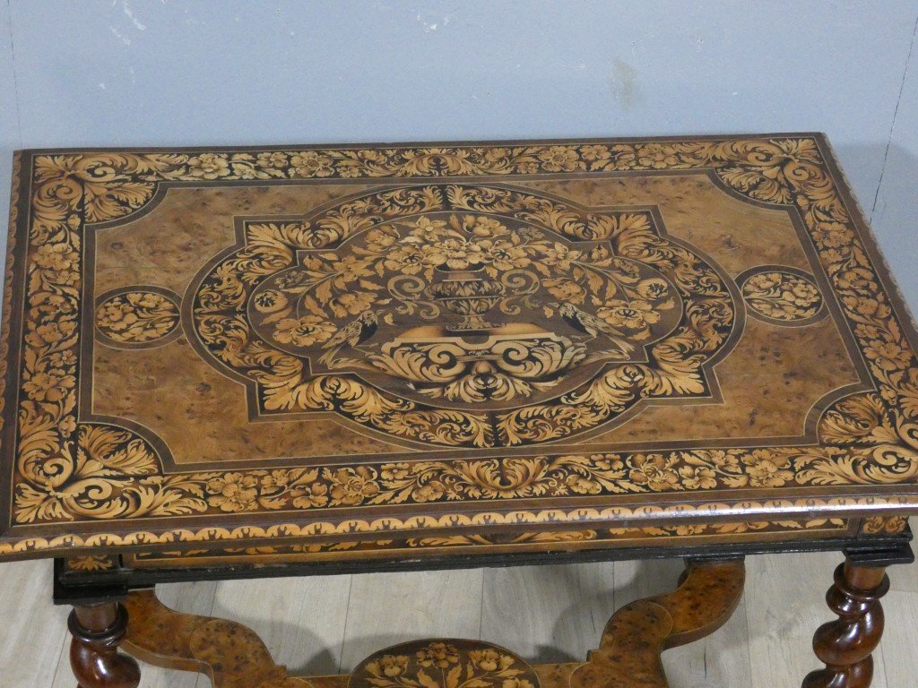 Louis XIV-style Coffee Table With Floral And Bird Marquetry – Late 17th Century-photo-2