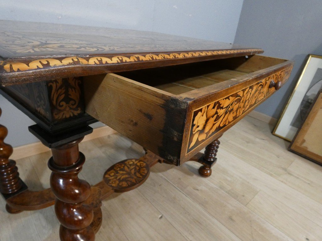 Louis XIV-style Coffee Table With Floral And Bird Marquetry – Late 17th Century-photo-4