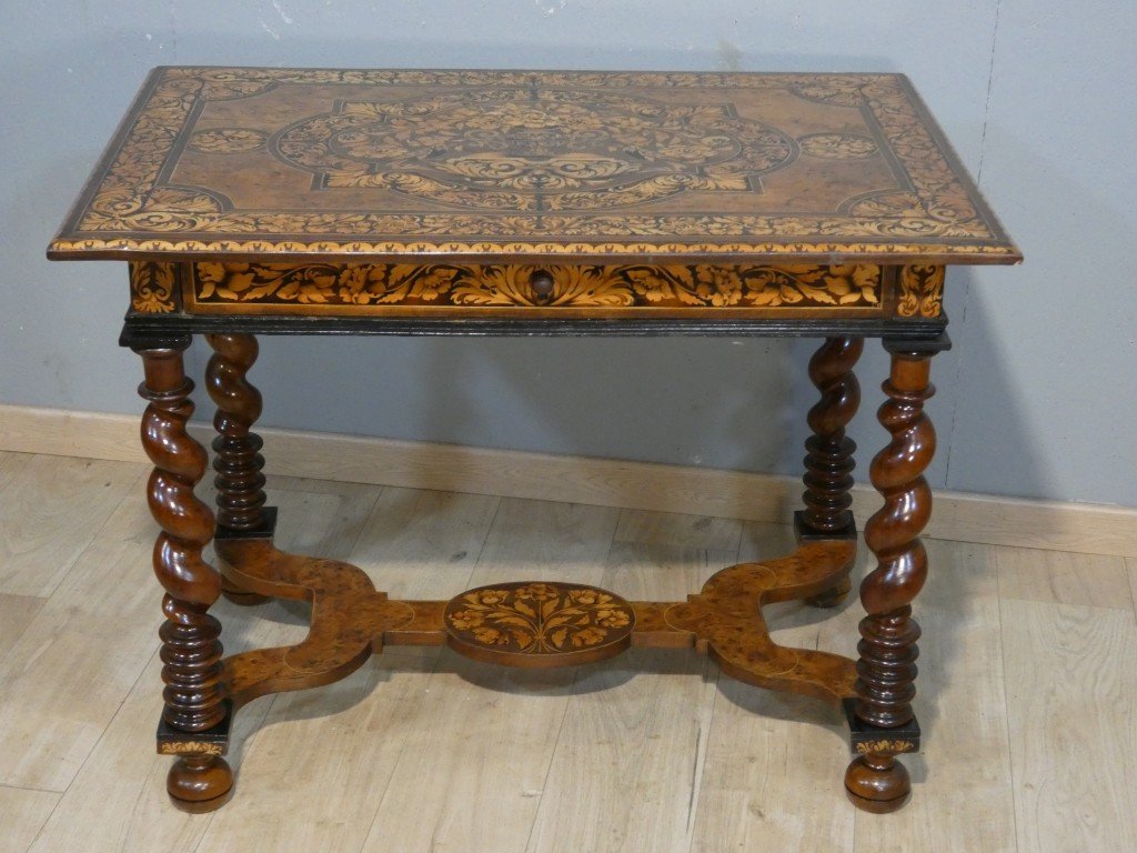 Louis XIV-style Coffee Table With Floral And Bird Marquetry – Late 17th Century-photo-4