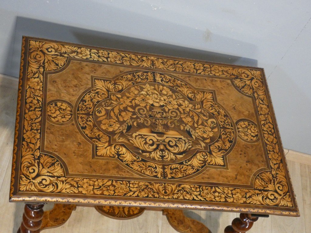 Louis XIV-style Coffee Table With Floral And Bird Marquetry – Late 17th Century-photo-5