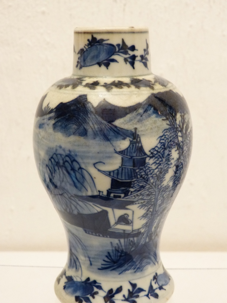 Vase Balustre En Porcelaine Bleu Et Blanc De Chine, Marque Kangxi, Fin XIX ème-photo-2