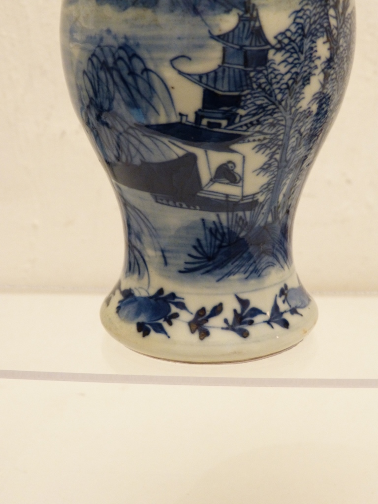 Vase Balustre En Porcelaine Bleu Et Blanc De Chine, Marque Kangxi, Fin XIX ème-photo-3