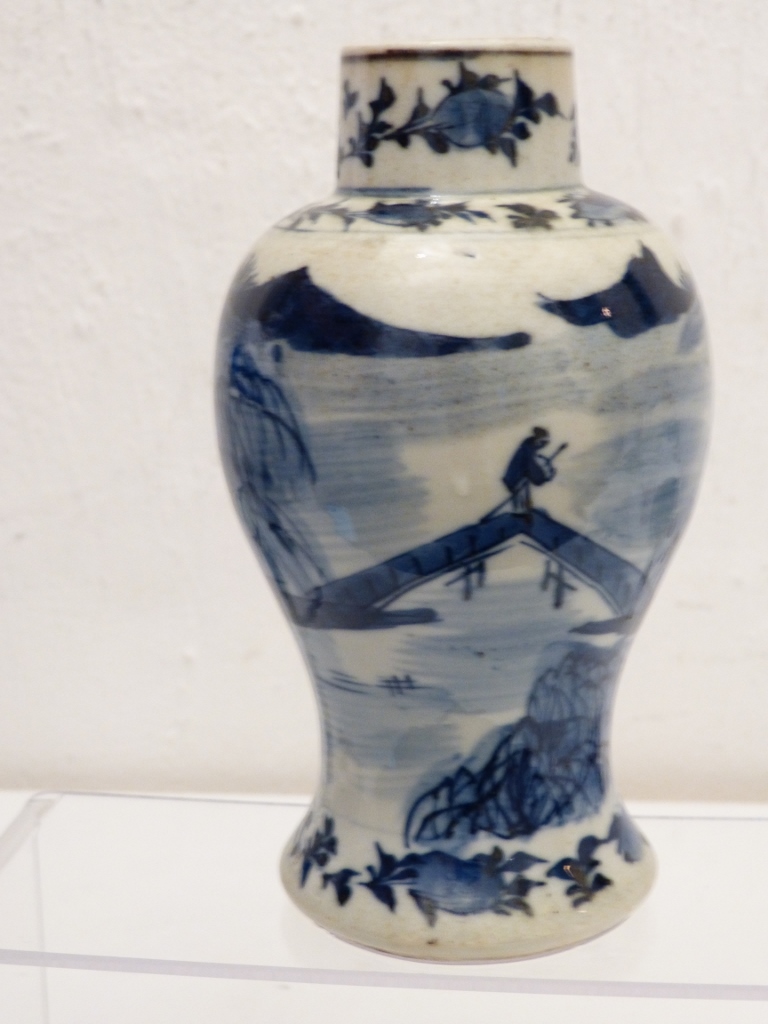 Vase Balustre En Porcelaine Bleu Et Blanc De Chine, Marque Kangxi, Fin XIX ème-photo-1