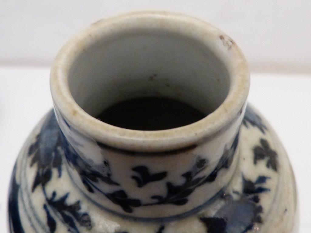Vase Balustre En Porcelaine Bleu Et Blanc De Chine, Marque Kangxi, Fin XIX ème-photo-2