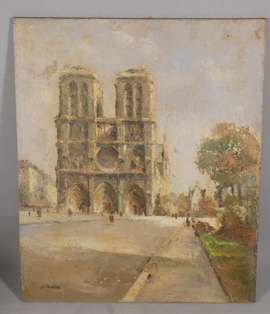 Julian Brosius (1917–2004) Notre-dame De Paris As Seen From The Forecourt