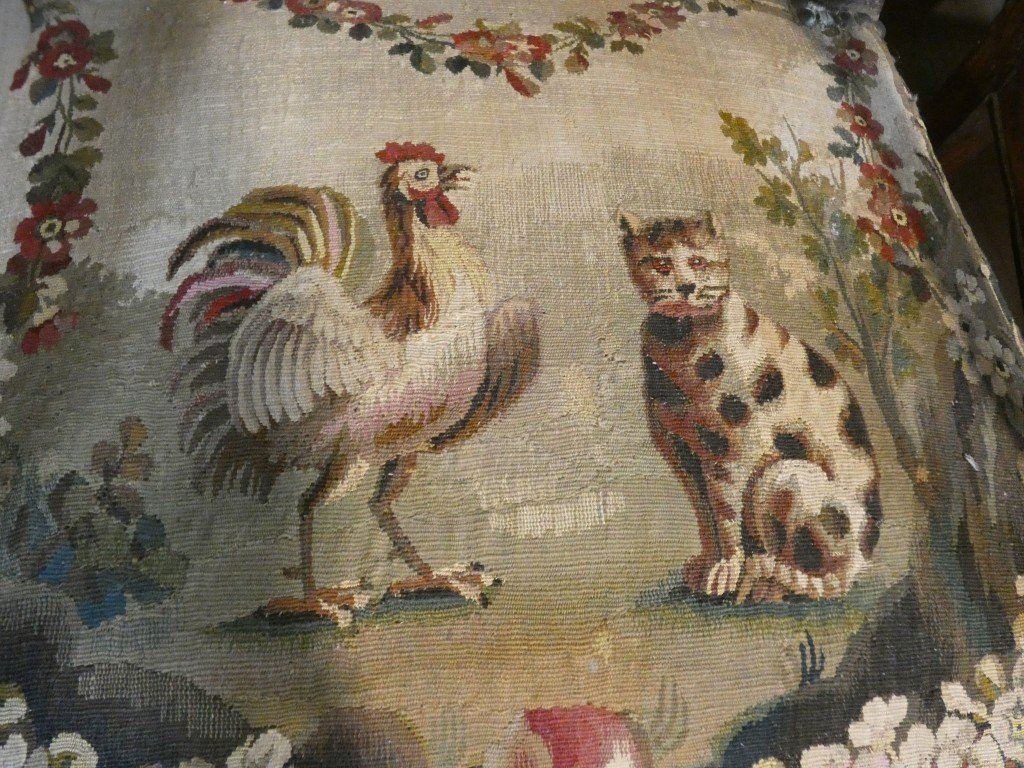 Directoire-style Period Parlor With 18th-century Tapestry Depicting Pastoral Scenes And La Fontaine's Fables-photo-4