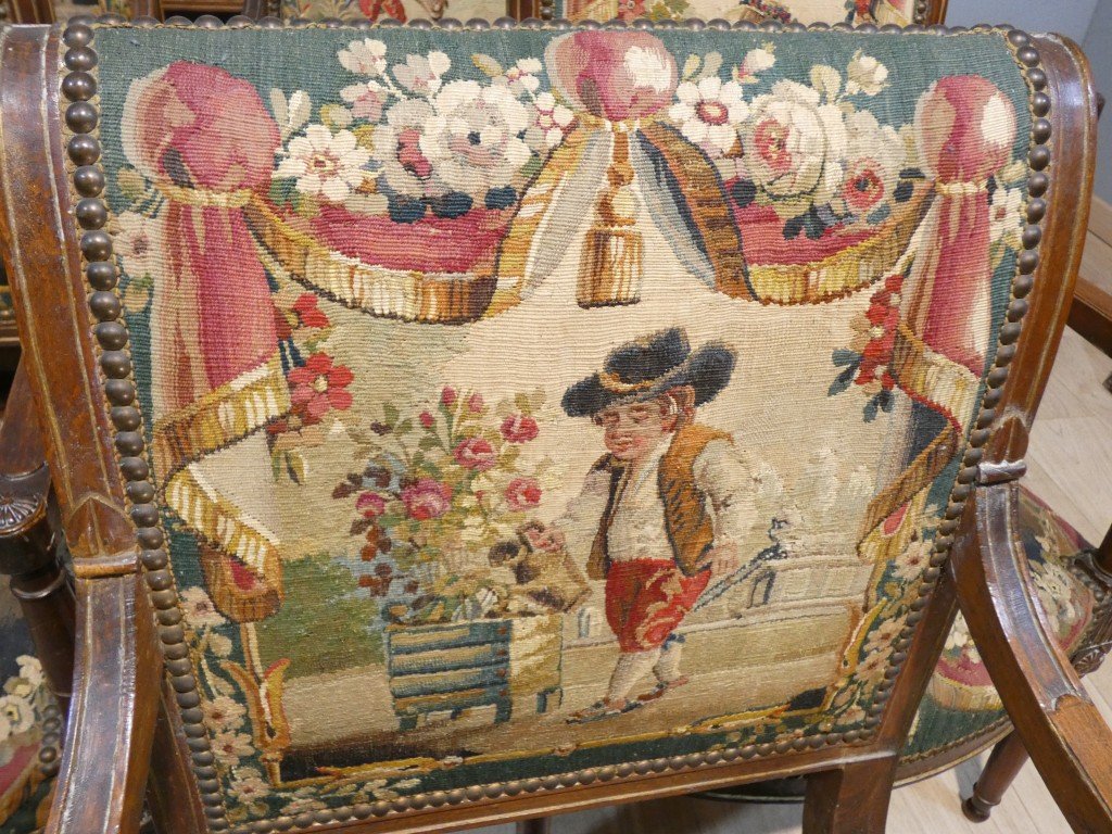 Directoire-style Period Parlor With 18th-century Tapestry Depicting Pastoral Scenes And La Fontaine's Fables-photo-7