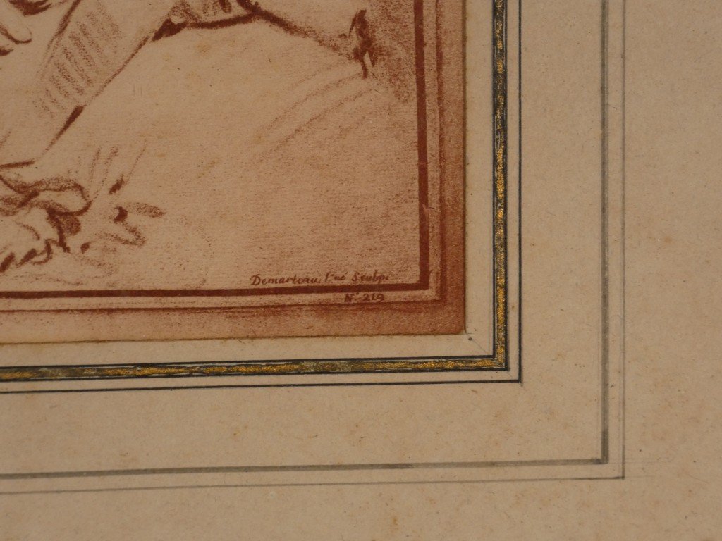 Gilles Demarteau, After François Boucher – Winged Cupid – Pencil-style Engraving, 18th Century-photo-4