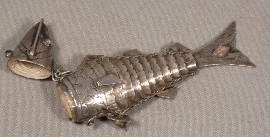 Boîte poisson articulé en argent massif Espagne vers 1960-photo-2