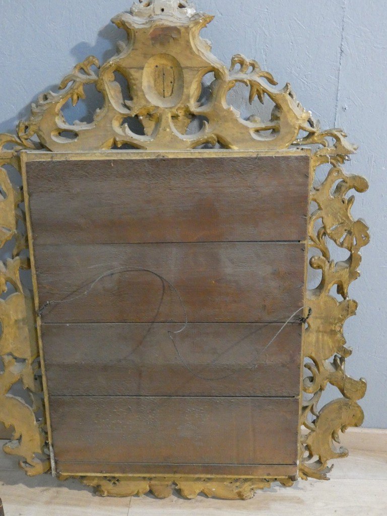 Important miroir rocaille italien en bois doré à glace au mercure – XVIIIe siècle-photo-7