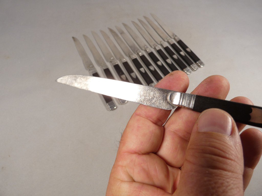 12 Knives With Solid Silver Blades And Ebony Handles – Empire And Restoration Periods, Early 19th Century-photo-2