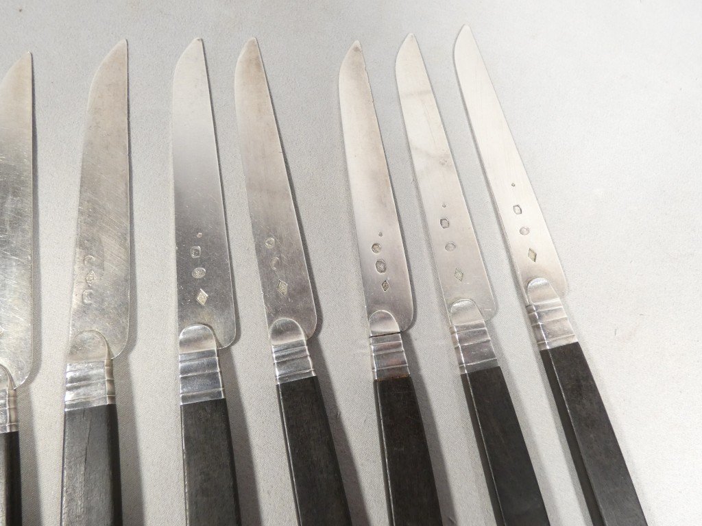 12 Knives With Solid Silver Blades And Ebony Handles – Empire And Restoration Periods, Early 19th Century-photo-5