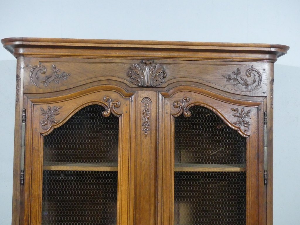 Bibliothèque Vitrine De Boiserie En Chêne Sculpté Régence époque XVIII ème Siècle-photo-2