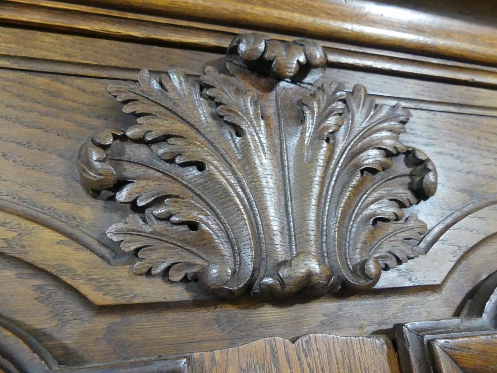 Bibliothèque Vitrine De Boiserie En Chêne Sculpté Régence époque XVIII ème Siècle-photo-3