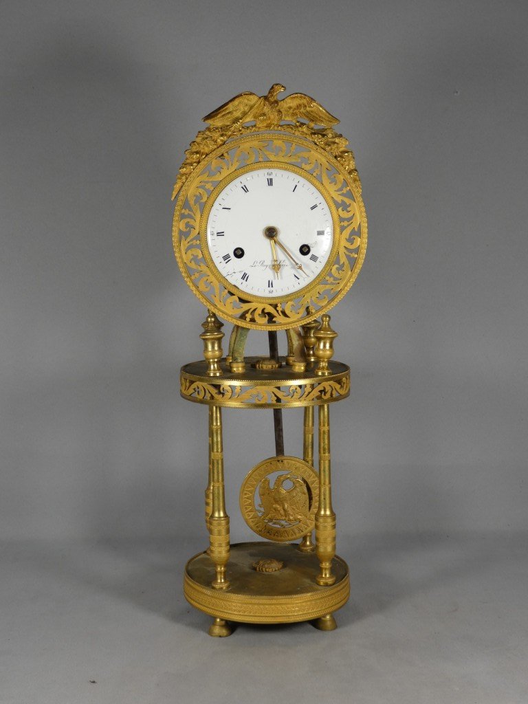 Directoire-style Skeleton Clock In Gilded Bronze With Eagles, Signed "le Roy" In Paris – 18th Century-photo-2