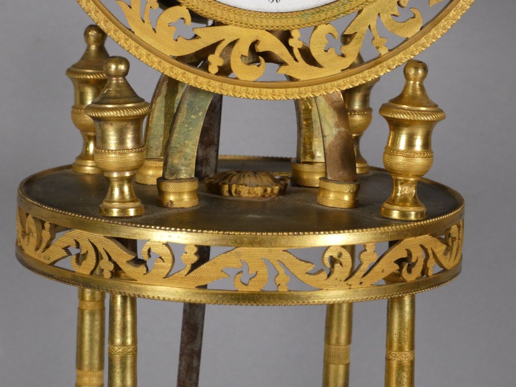 Directoire-style Skeleton Clock In Gilded Bronze With Eagles, Signed "le Roy" In Paris – 18th Century-photo-2
