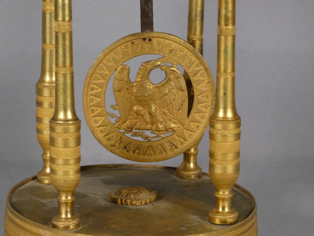 Directoire-style Skeleton Clock In Gilded Bronze With Eagles, Signed "le Roy" In Paris – 18th Century-photo-3