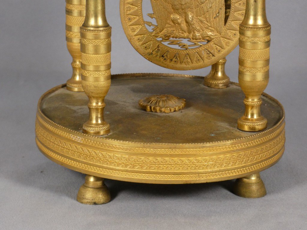 Directoire-style Skeleton Clock In Gilded Bronze With Eagles, Signed "le Roy" In Paris – 18th Century-photo-4