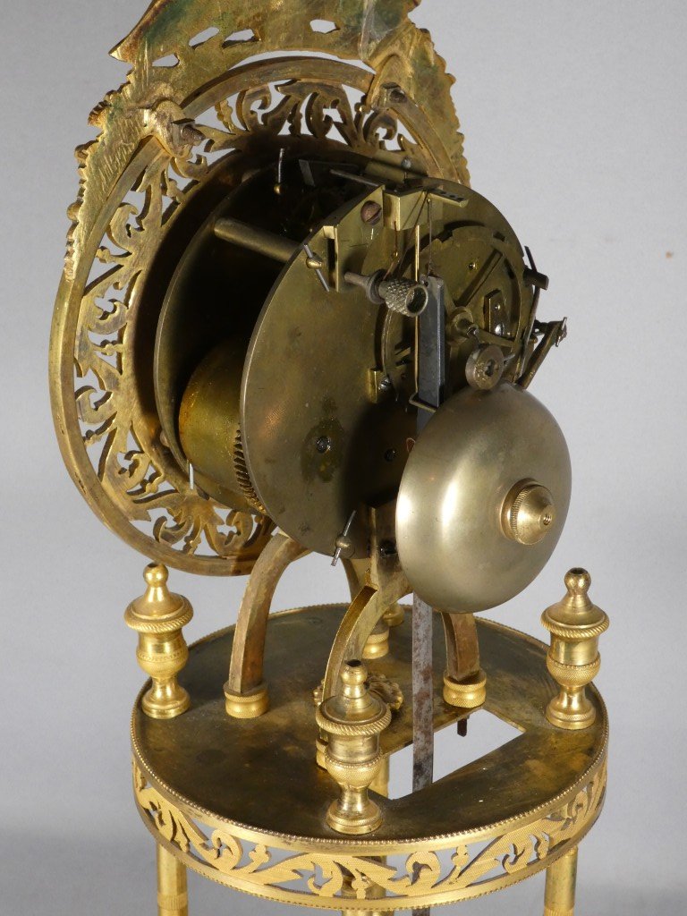 Directoire-style Skeleton Clock In Gilded Bronze With Eagles, Signed "le Roy" In Paris – 18th Century-photo-5