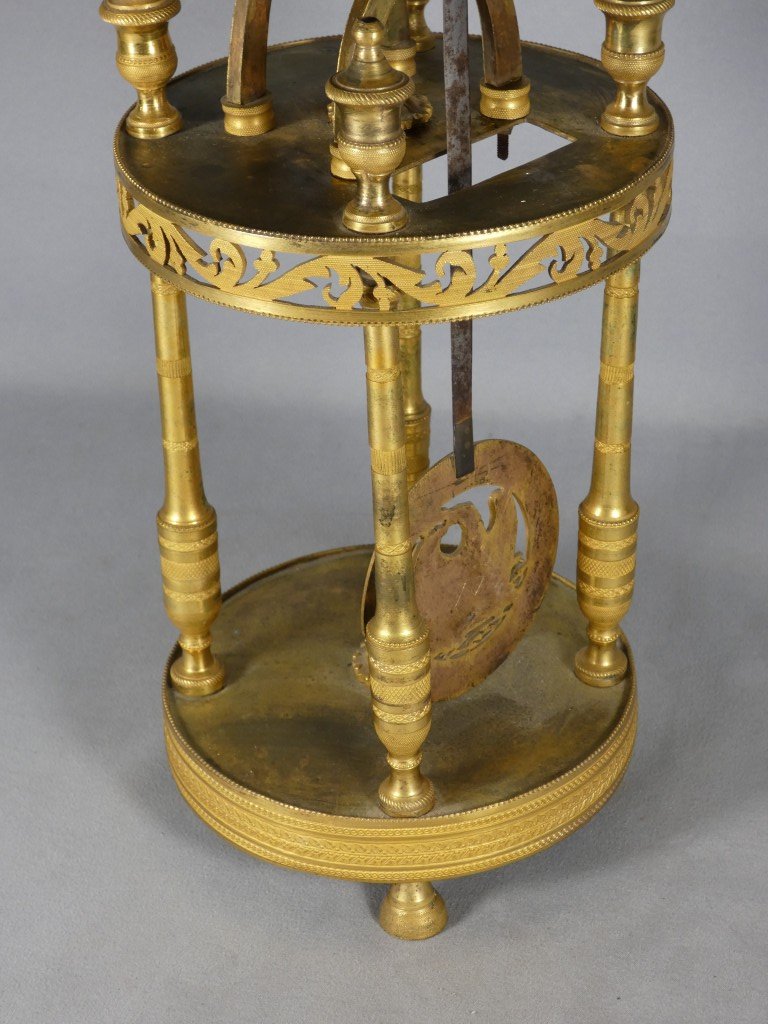 Directoire-style Skeleton Clock In Gilded Bronze With Eagles, Signed "le Roy" In Paris – 18th Century-photo-6