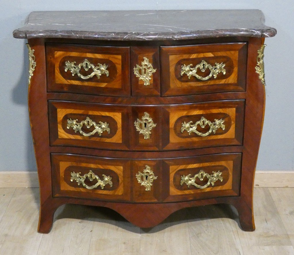 Commode Louis XV estampillée A. Moreau – placage de bois de rose, XVIIIe siècle-photo-2