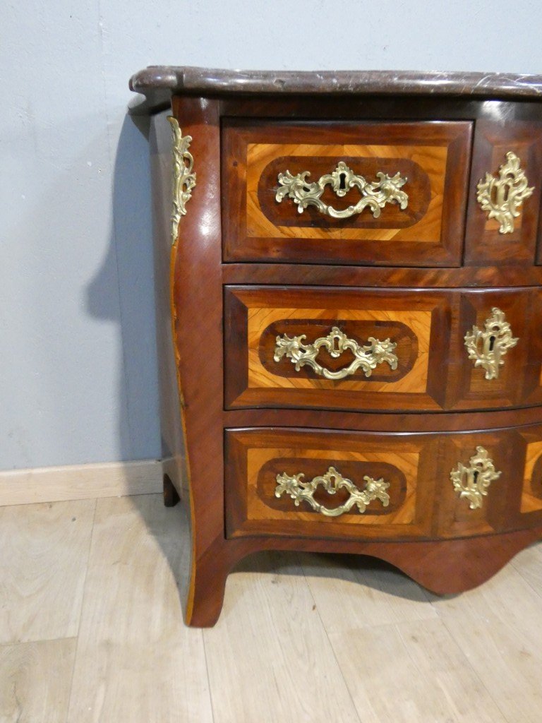 Commode Louis XV estampillée A. Moreau – placage de bois de rose, XVIIIe siècle-photo-4