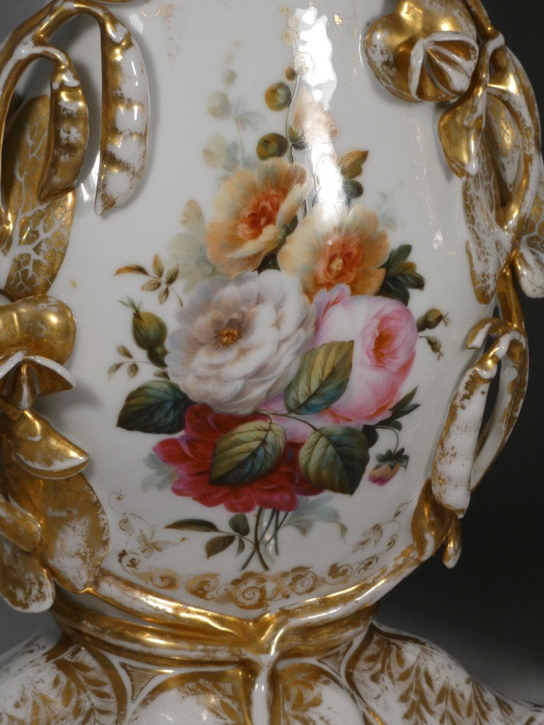 Grande paire de vases à cornet néo-rocaille en porcelaine, probablement Limoges, vers 1850-1870-photo-2
