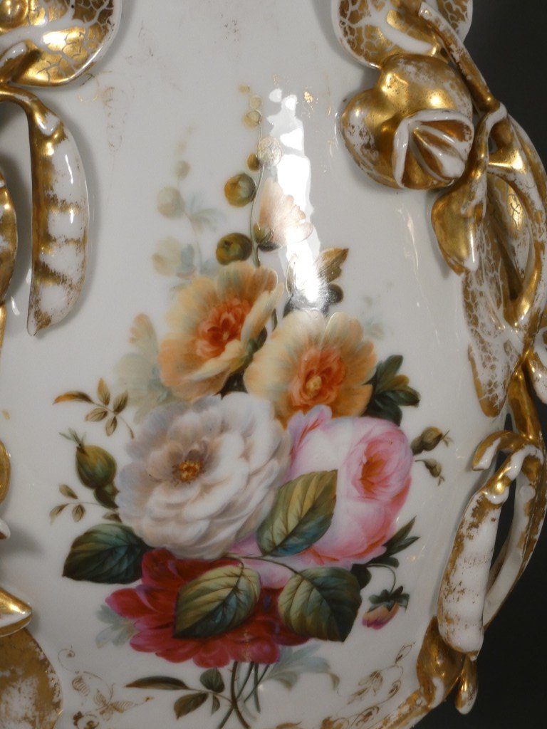 Grande paire de vases à cornet néo-rocaille en porcelaine, probablement Limoges, vers 1850-1870-photo-3