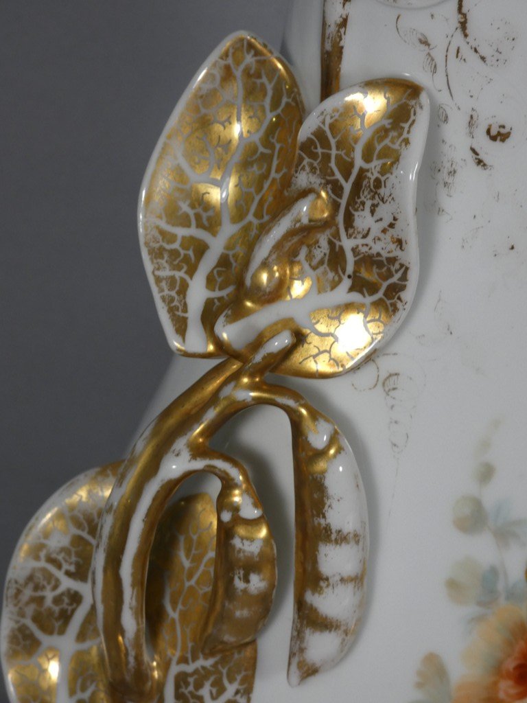 Grande paire de vases à cornet néo-rocaille en porcelaine, probablement Limoges, vers 1850-1870-photo-4