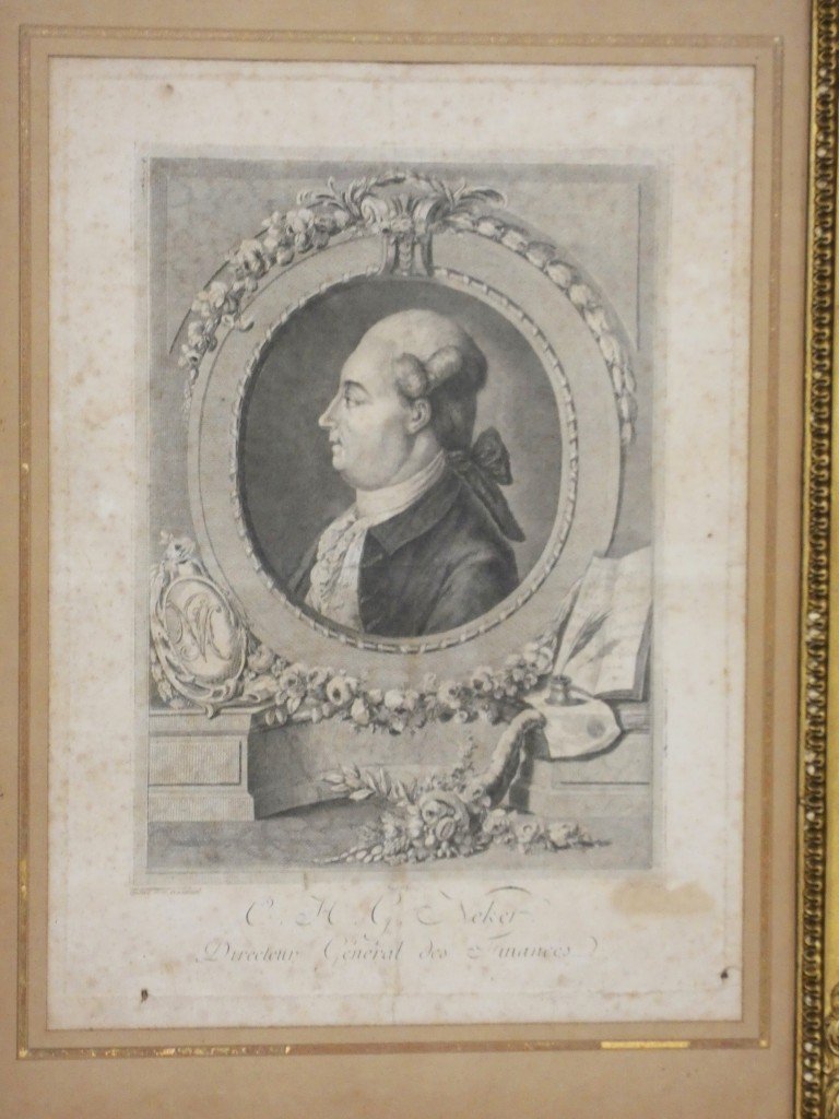 Portrait Of Jacques Necker, Engraving By Jean Dambrun After Duval And Queverdo, Circa 1780-photo-2