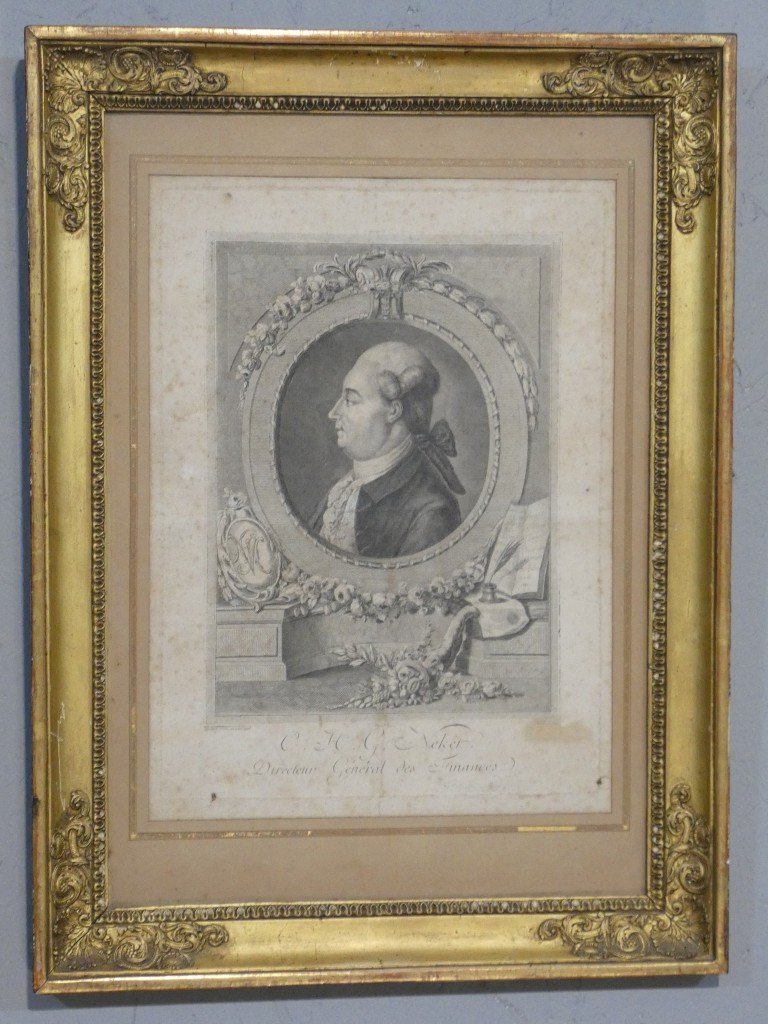 Portrait Of Jacques Necker, Engraving By Jean Dambrun After Duval And Queverdo, Circa 1780