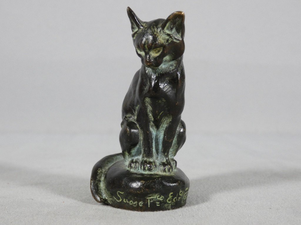"the Cat" By Clovis Masson And Susse Frères, Patinated Animal Bronze Sculpture From The Late 19th Century -photo-2