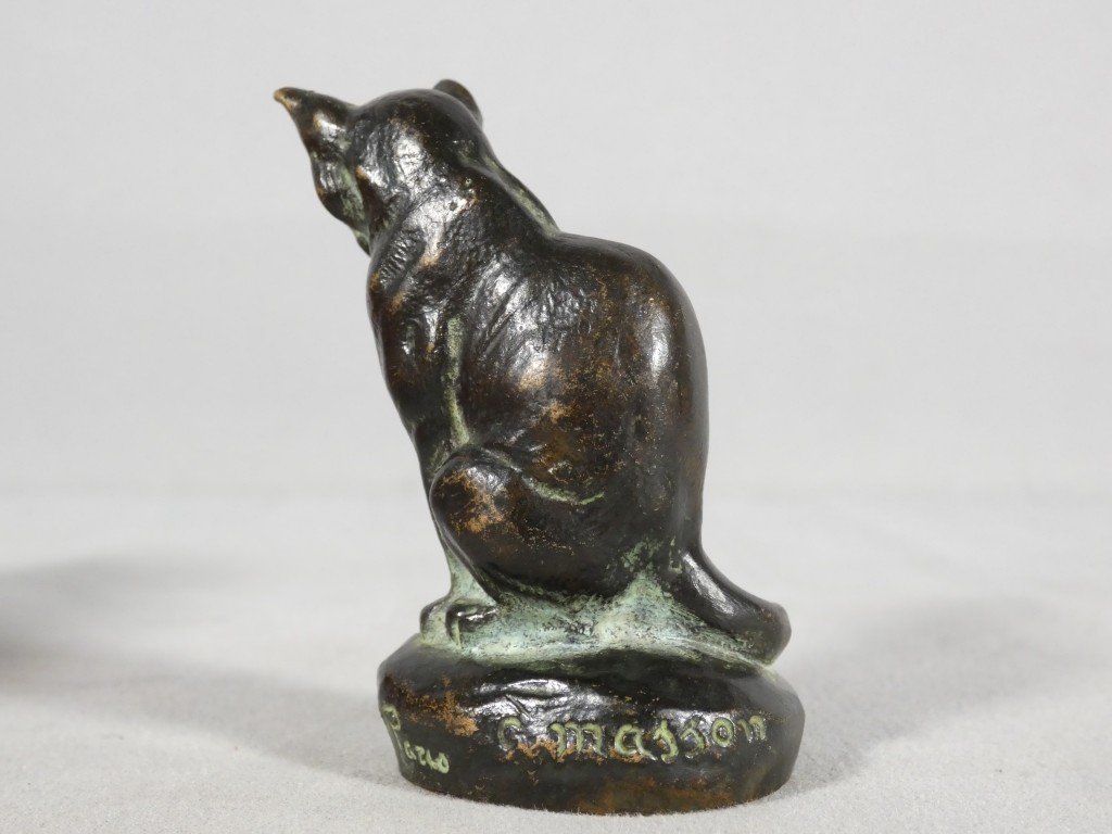"the Cat" By Clovis Masson And Susse Frères, Patinated Animal Bronze Sculpture From The Late 19th Century -photo-3