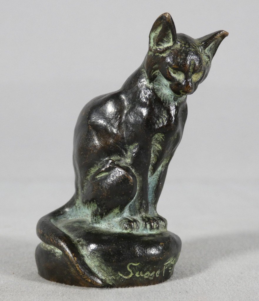 "the Cat" By Clovis Masson And Susse Frères, Patinated Animal Bronze Sculpture From The Late 19th Century 
