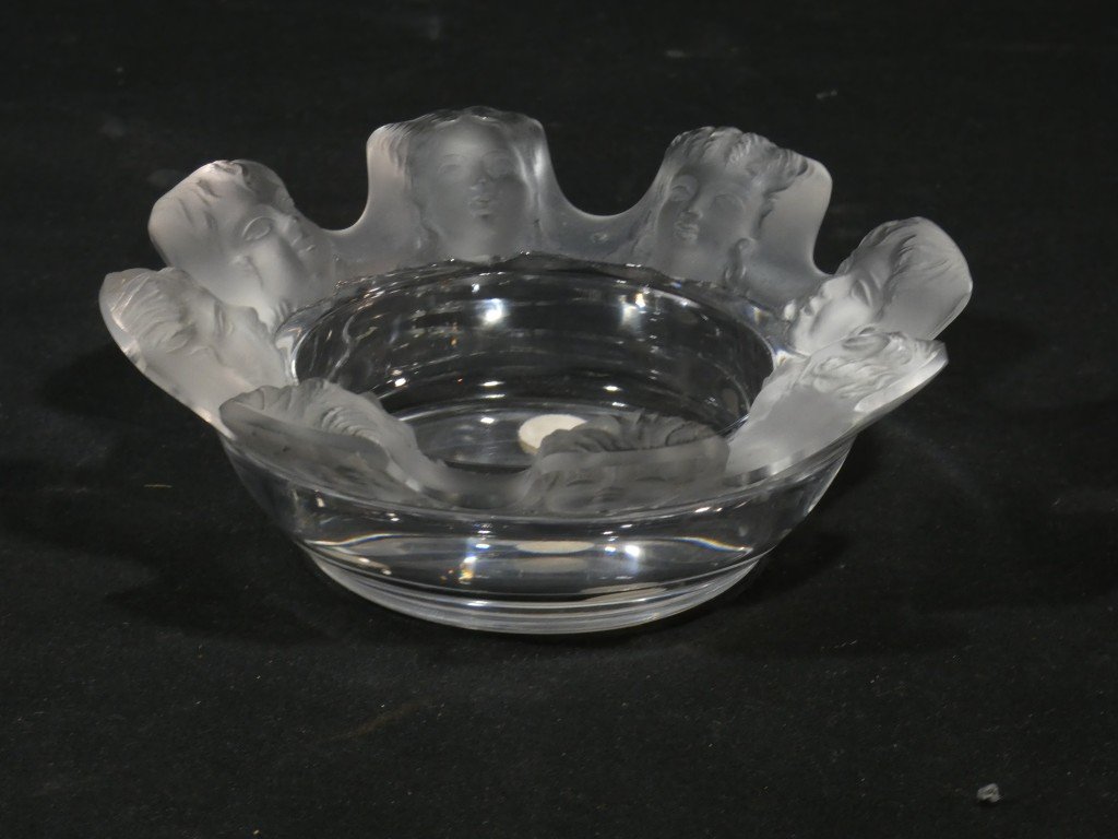 Lalique France – Vide-poche / cendrier modèle Saint-Nicolas aux huit visages – Cristal satiné-photo-2