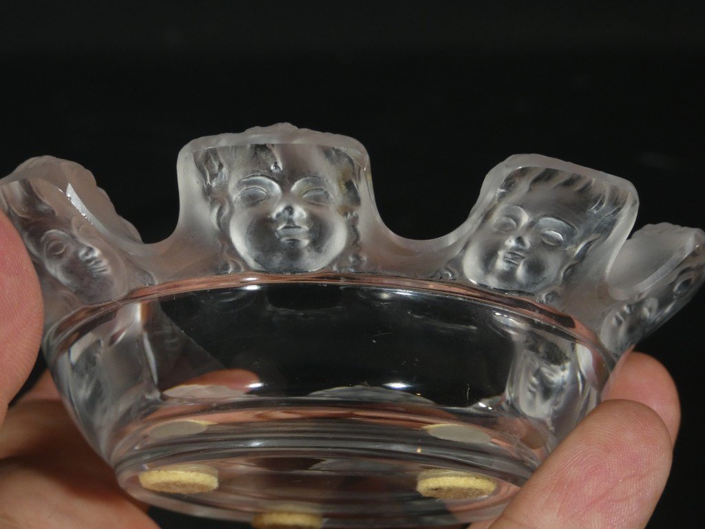 Lalique France – Vide-poche / cendrier modèle Saint-Nicolas aux huit visages – Cristal satiné-photo-2