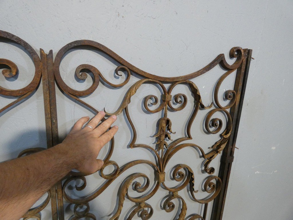 Large Wrought-iron Double-leaf Interior Gate, Circa 1940–1950-photo-2