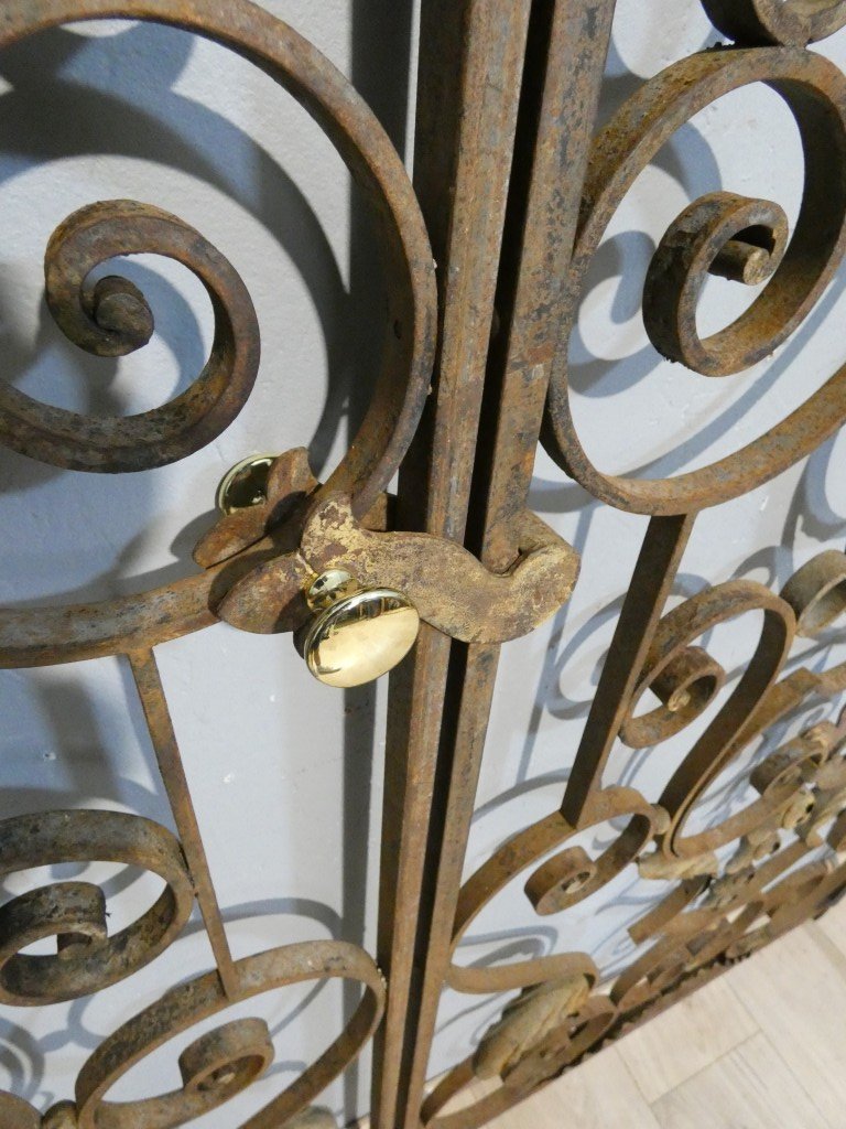 Large Wrought-iron Double-leaf Interior Gate, Circa 1940–1950-photo-1