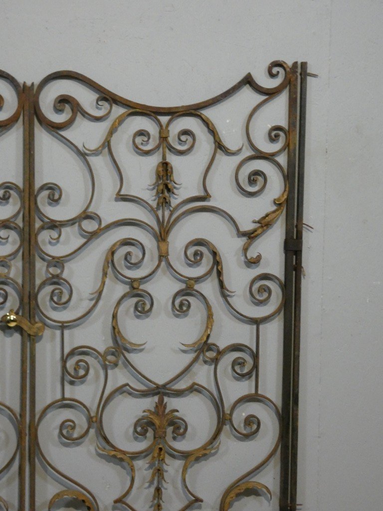 Large Wrought-iron Double-leaf Interior Gate, Circa 1940–1950-photo-3