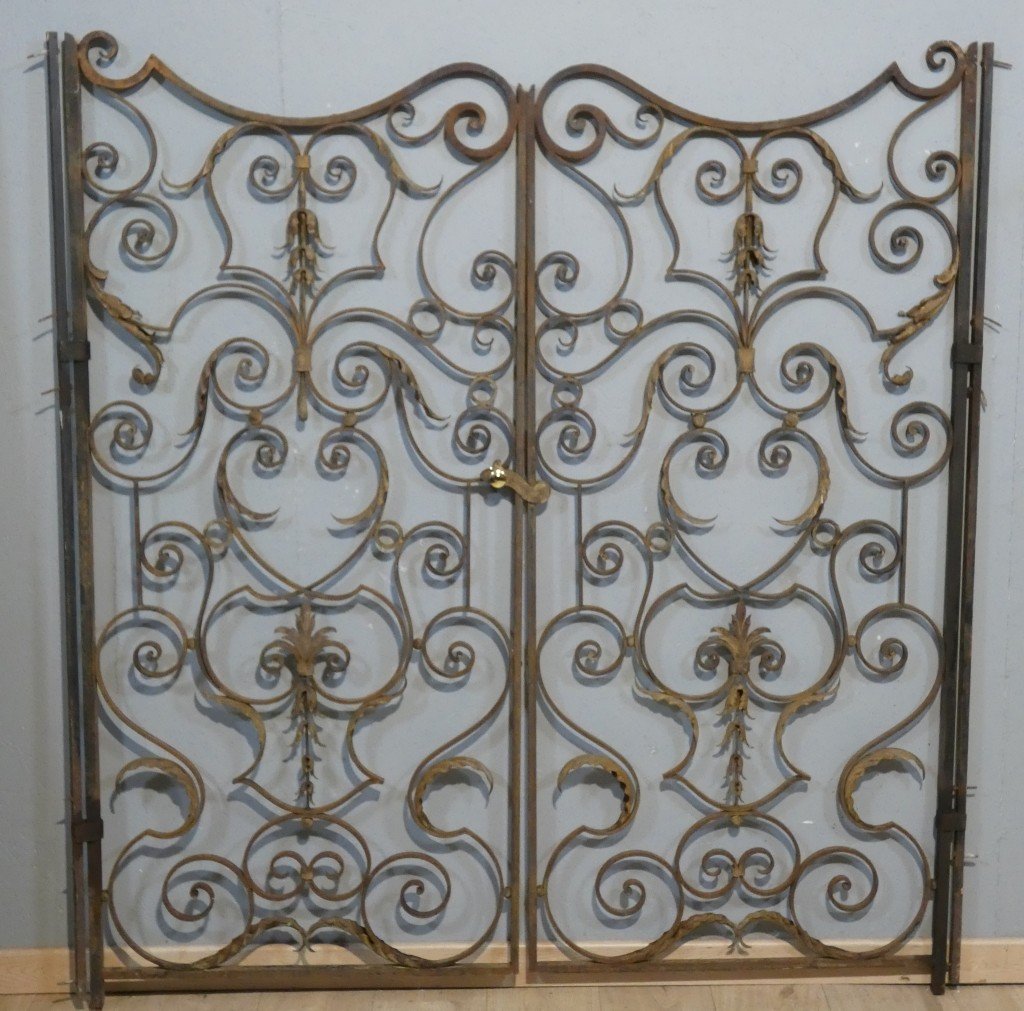 Large Wrought-iron Double-leaf Interior Gate, Circa 1940–1950