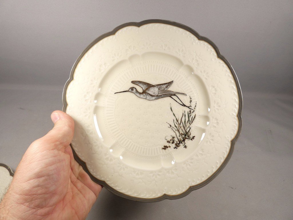 Haviland & Cie – Albert Dammouse – Assiette japonisante au héron en vol, Limoges vers 1885-photo-3
