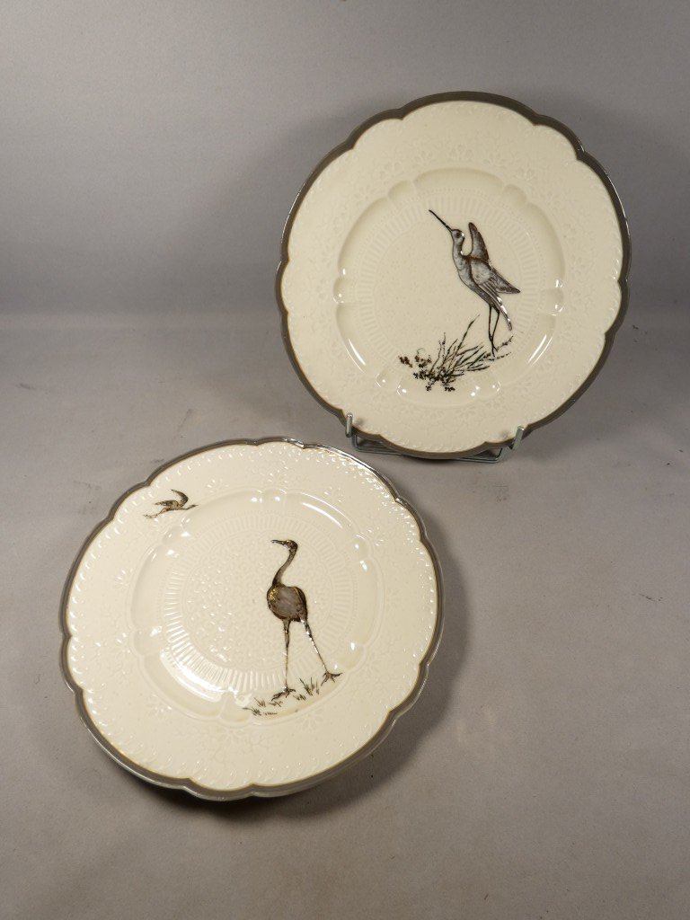 Haviland & Cie – Albert Dammouse – Assiette japonisante au héron en vol, Limoges vers 1885-photo-8