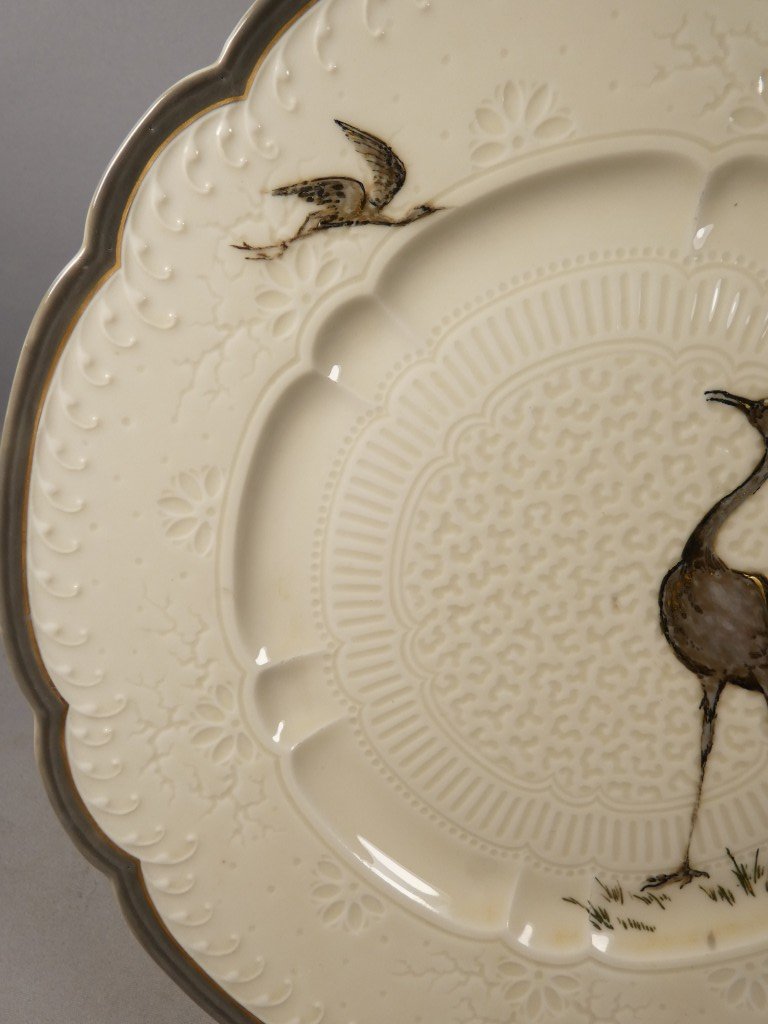 Haviland & Cie – Albert Dammouse – Plate With A Great Blue Heron, Japanese-style Relief Decoration, 1885-photo-2
