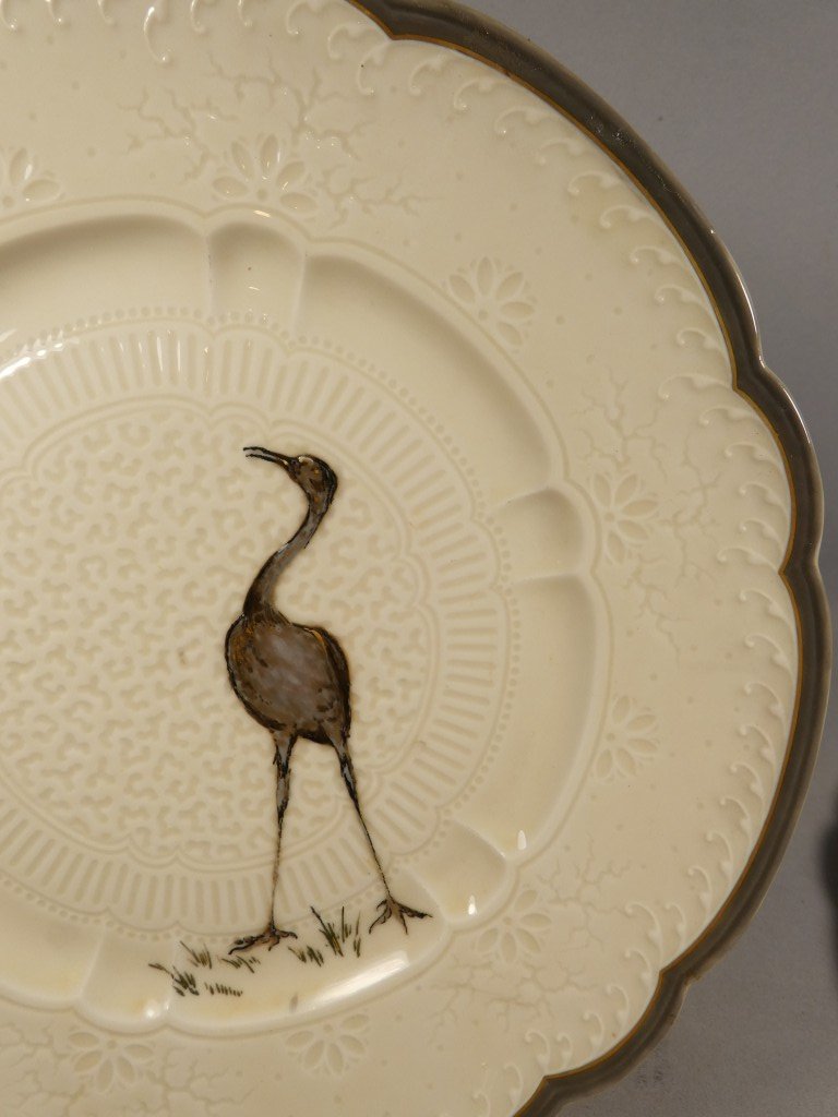 Haviland & Cie – Albert Dammouse – Plate With A Great Blue Heron, Japanese-style Relief Decoration, 1885-photo-4