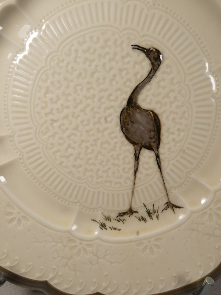 Haviland & Cie – Albert Dammouse – Plate With A Great Blue Heron, Japanese-style Relief Decoration, 1885-photo-1
